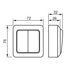 JUSSI SURFACE MOUNTING 2-GANG 1-WAY SWITCH, 2 X-TERMINALS