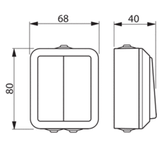 KOSTI 2-GANG 1-WAY SWITCH IP44, 2 X-TERMINALS IP44/IP55