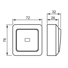 JUSSI SURFACE MOUNTING 1-GANG 2-WAY PUSH SWITCH, N-TERMINAL, LENS, LAMP NOT INCL.