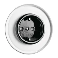 THPG STIKKONTAKT SCHUKO MED PILLESIKRING SORT BAKELIT