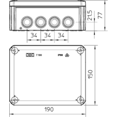 T160 190X150X77MM 7XM25 5XM32 SURFACE-MOUNTED JUNCTION BOX