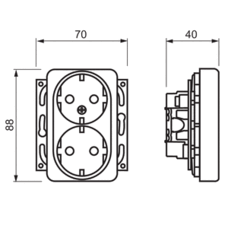 JUSSI 2-GANG SOCKET OUTLET SCHUKO WITH CENTER PLATE