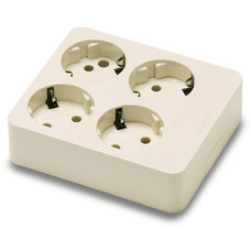 FAMATEL 4-GANG SOCKET OUTLET SCHUKO WHITE