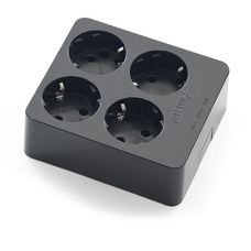 FAMATEL 4-GANG SOCKET OUTLET SCHUKO BLACK