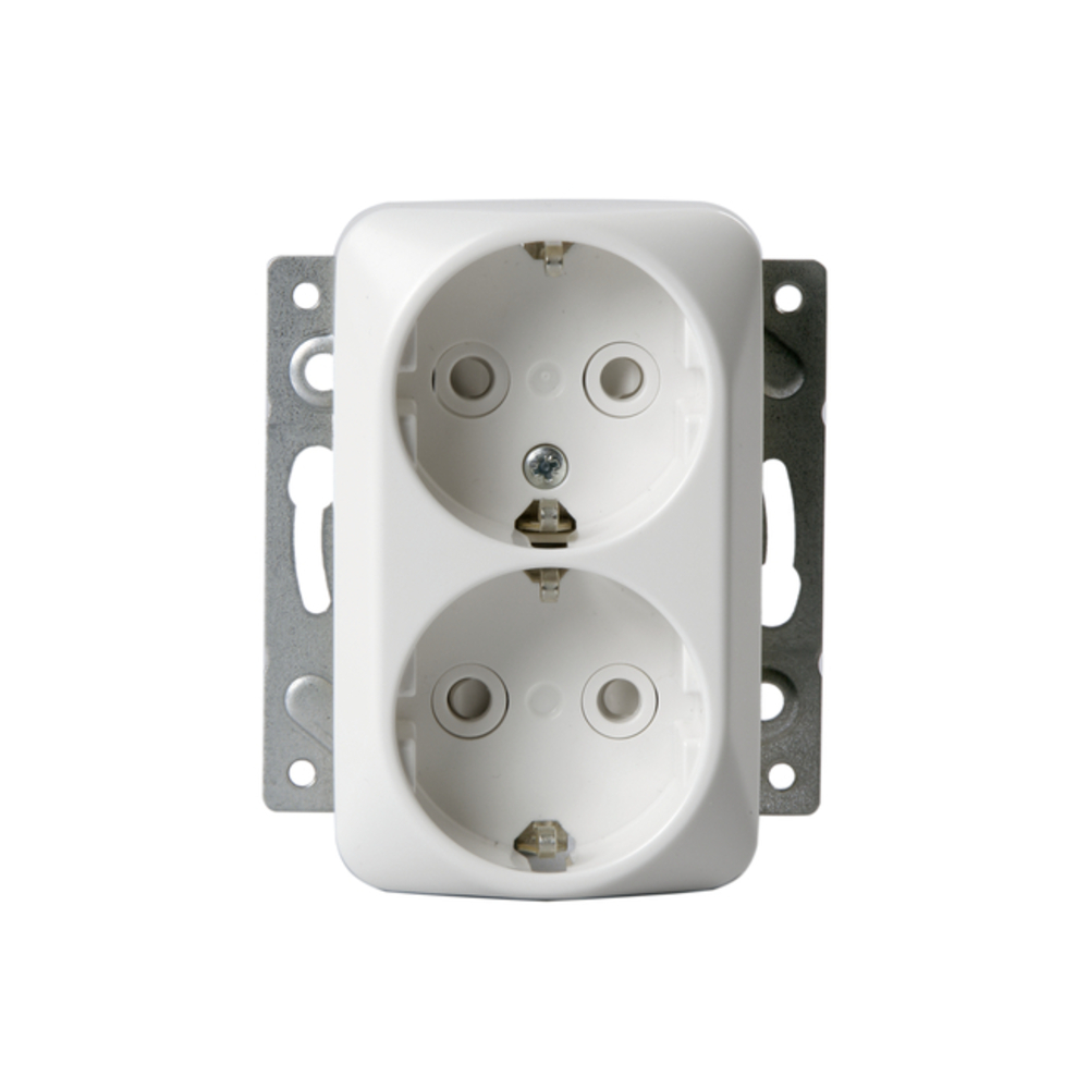 JUSSI 2-GANG SCHUKO SOCKET OUTLET FLUSH MOUNTING