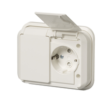 KOSTI 2-GANG SCHUKO SOCKET OUTLET SHUTTERED SCREWLESS TERMINALS BRANCHING TERMINALS IP44