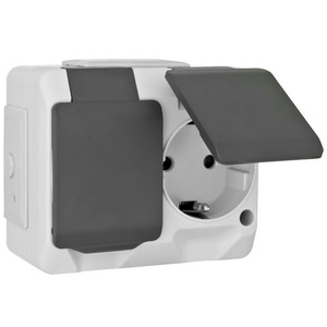 NORDIC 2-GANG SCHUKO SOCKET OUTLET IP44 GREY