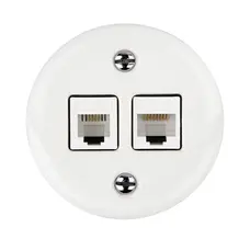 FND UDVENDIG 2XRJ45 CAT6 DATAUDTAG PORCELÆN HVID