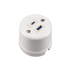 FND UDVENDIG USB A+C LADER PORCELÆN HVID