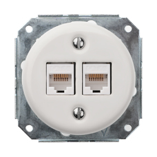 FND 2XRJ45 CAT6 DATAUDTAG PORCELÆN HVID