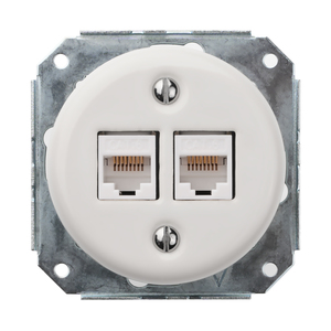 FND 2XRJ45 CAT6 DATAUDTAG PORCELÆN HVID