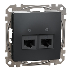 SEDNA DESIGN & ELEMENTS ANTHRACITE DOUBLE DATA OUTLET CAT 6 UTP RJ45