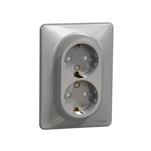 SEDNA DESIGN & ELEMENTS ALUMINIUM 2-GANG SOCKET OUTLET