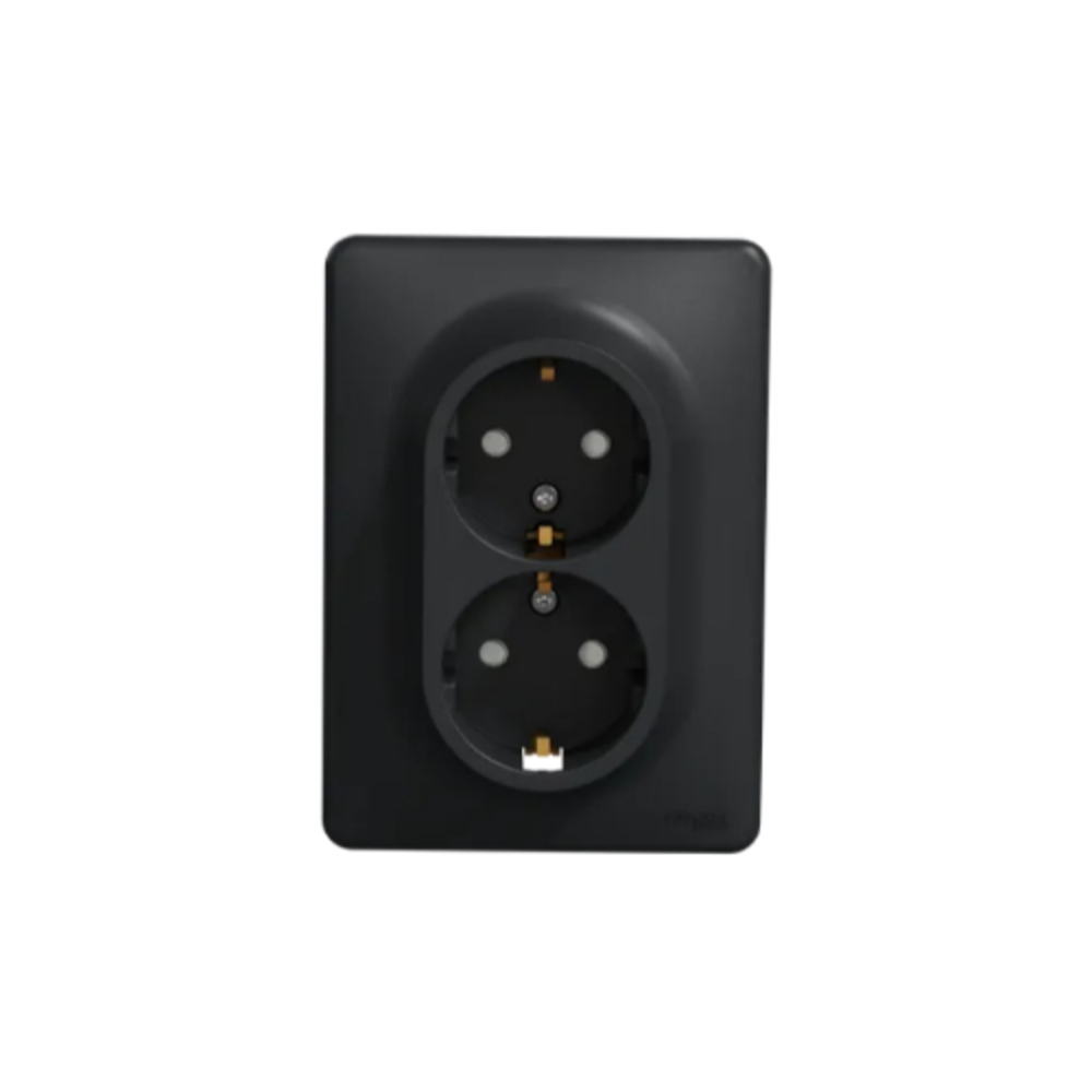 SEDNA DESIGN & ELEMENTS ANTHRACITE 2-GANG SOCKET OUTLET WITH COVER