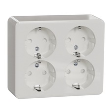 EXXACT SURFACE QUADRUPLE SOCKET-OUTLET SCHUKO SCREWLESS TERMINALS WHITE